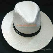 Custom Design Straw Panama Hat with Printed Ribbon for Advertising